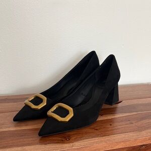 Elegant Zara Black Pumps heels with Gold Accent 41 10 Women’s